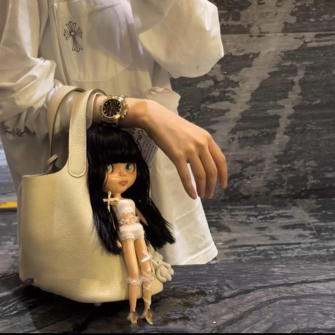 Blythe doll bag,vintage style,chic design white 04