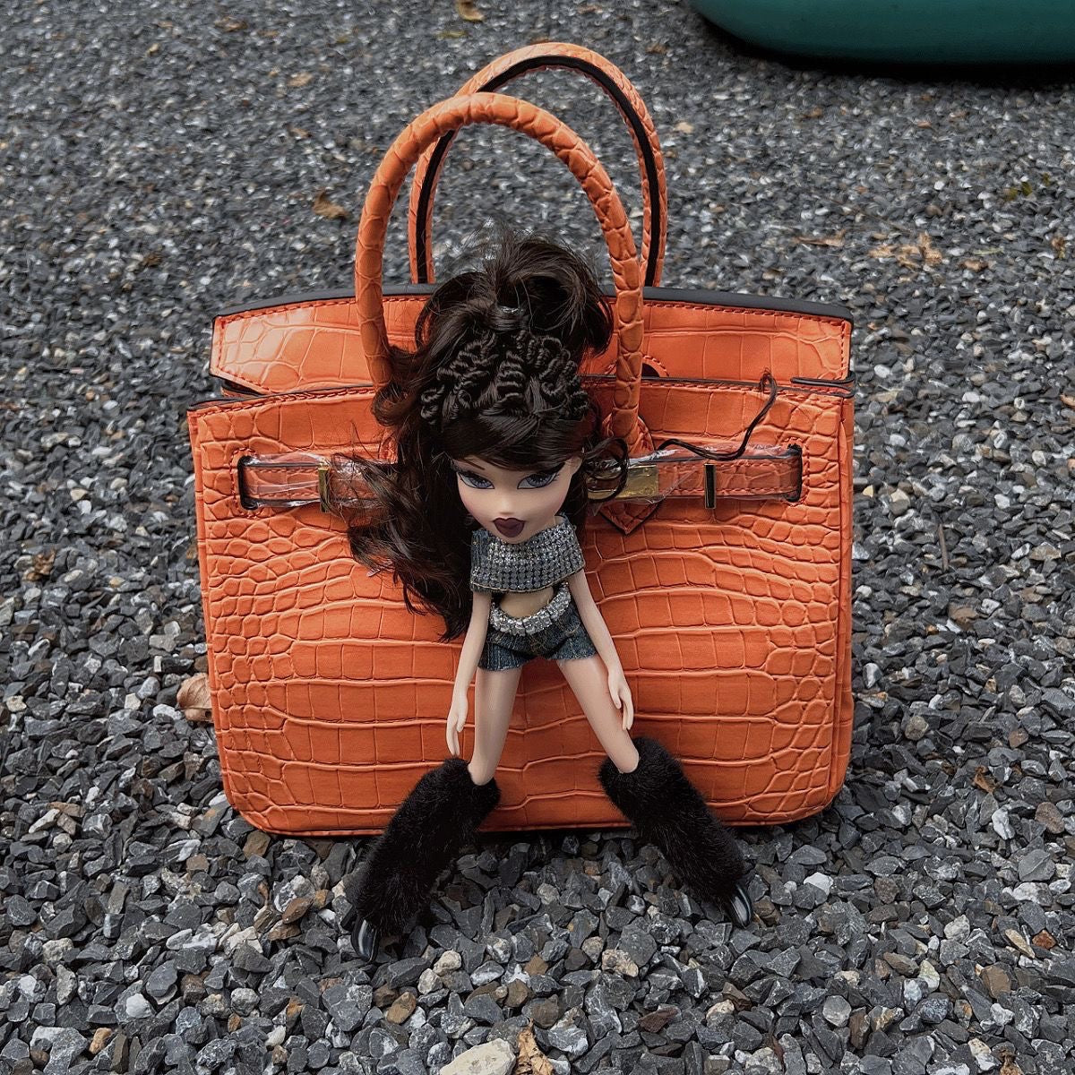 Rainbow high school custom doll bag,vintage style,chic design-orange04