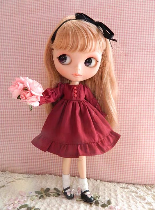 Pink Dress Night Dress for Blythe,BJD 1/6 Doll Clothes Customized 020