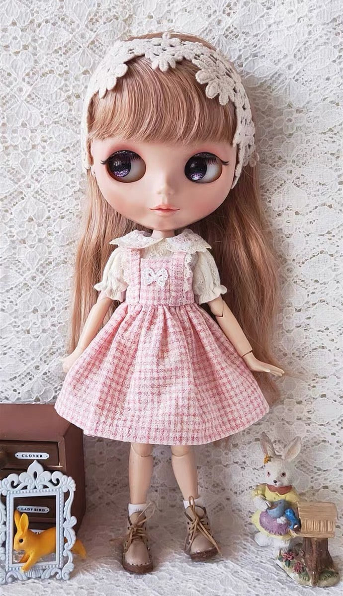 Pink Dress Night Dress for Blythe,BJD 1/6 Doll Clothes Customized 024