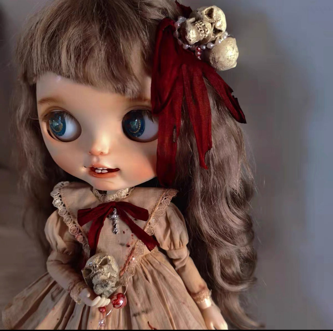 Halloween Blooded Long Dress Night Dress for Blythe,BJD 1/6 Doll Clothes Customized 03