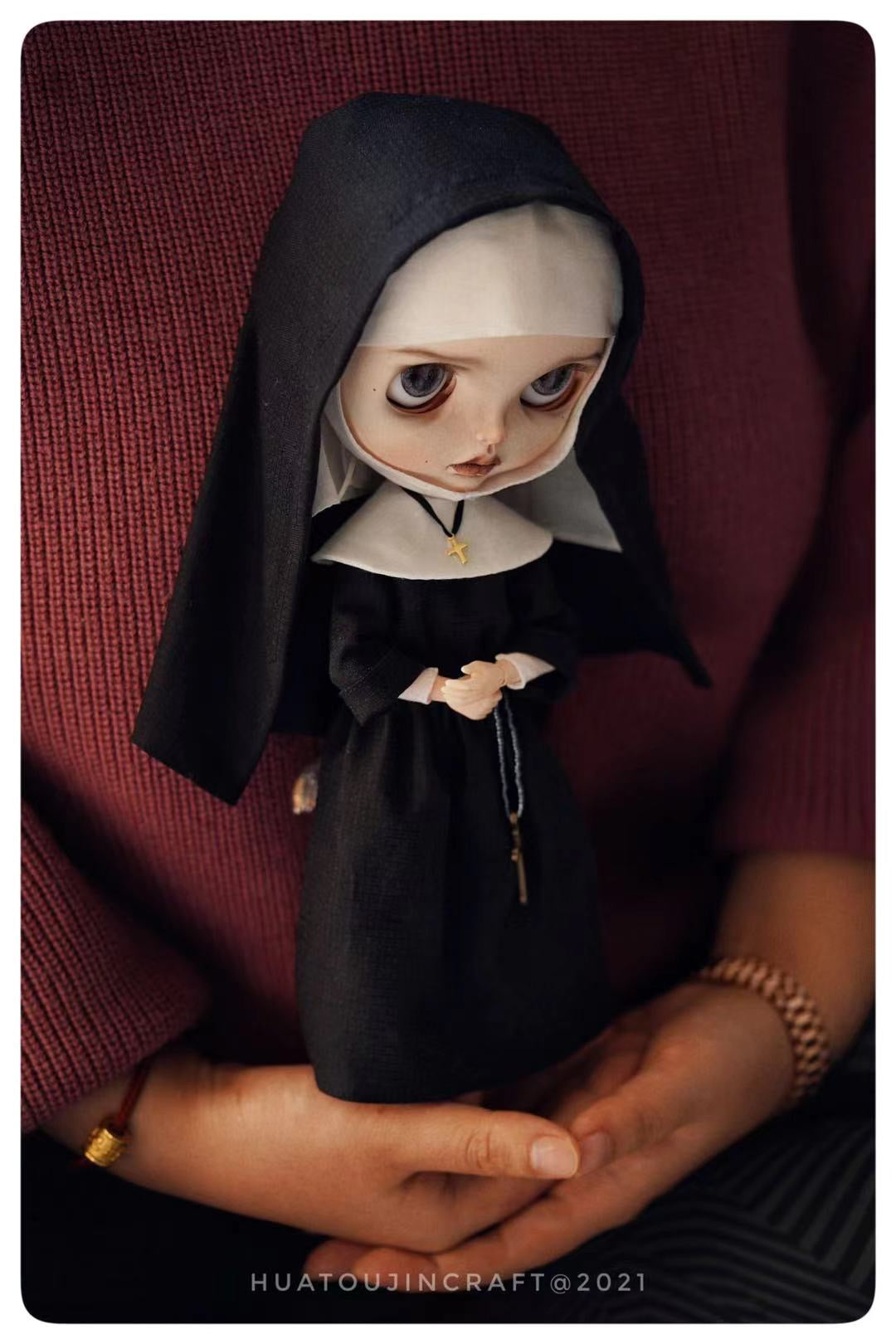 BLYTHE DOLL NUN cloth raw material DRESS 03