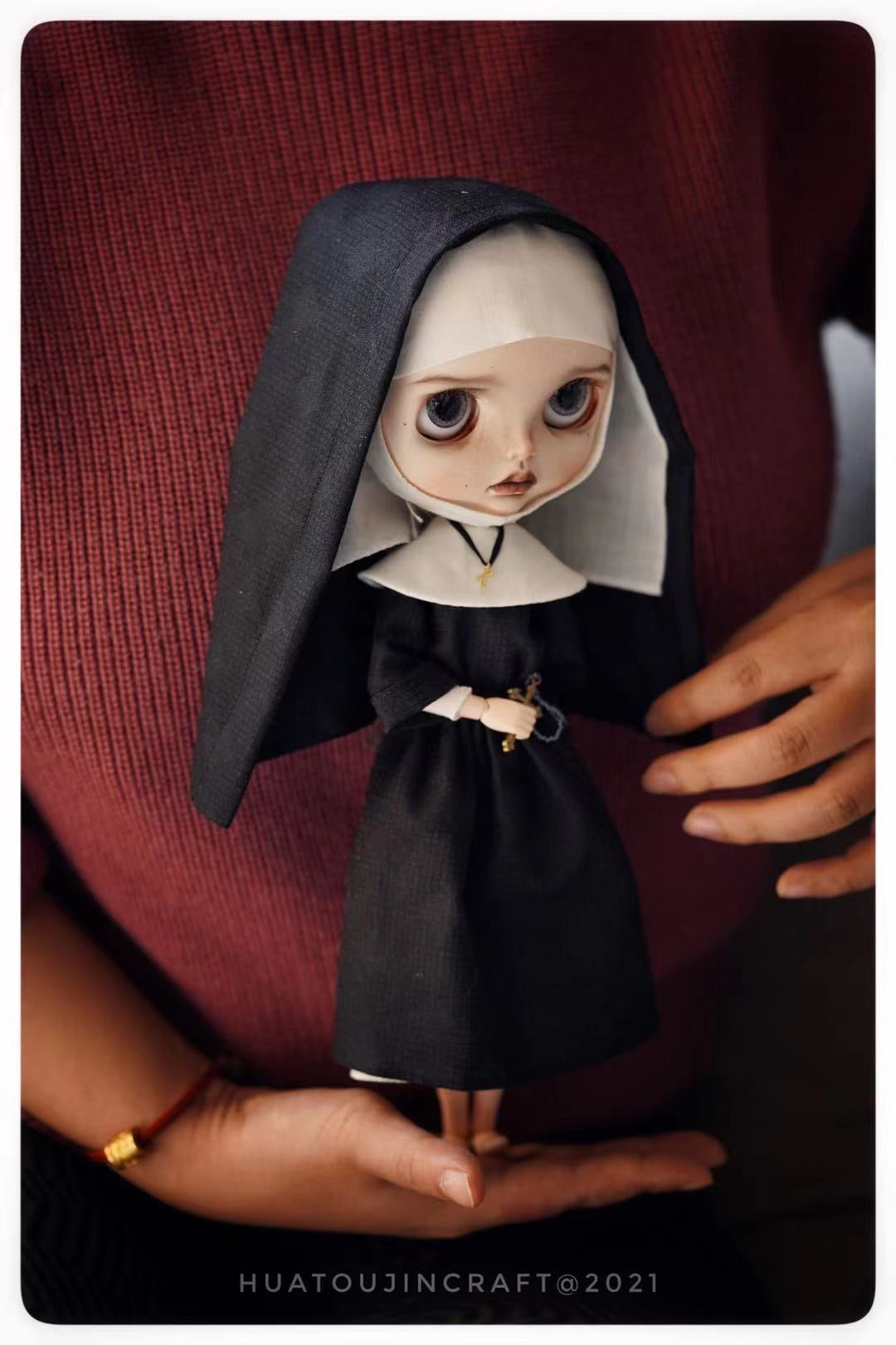 BLYTHE DOLL NUN cloth raw material DRESS 03