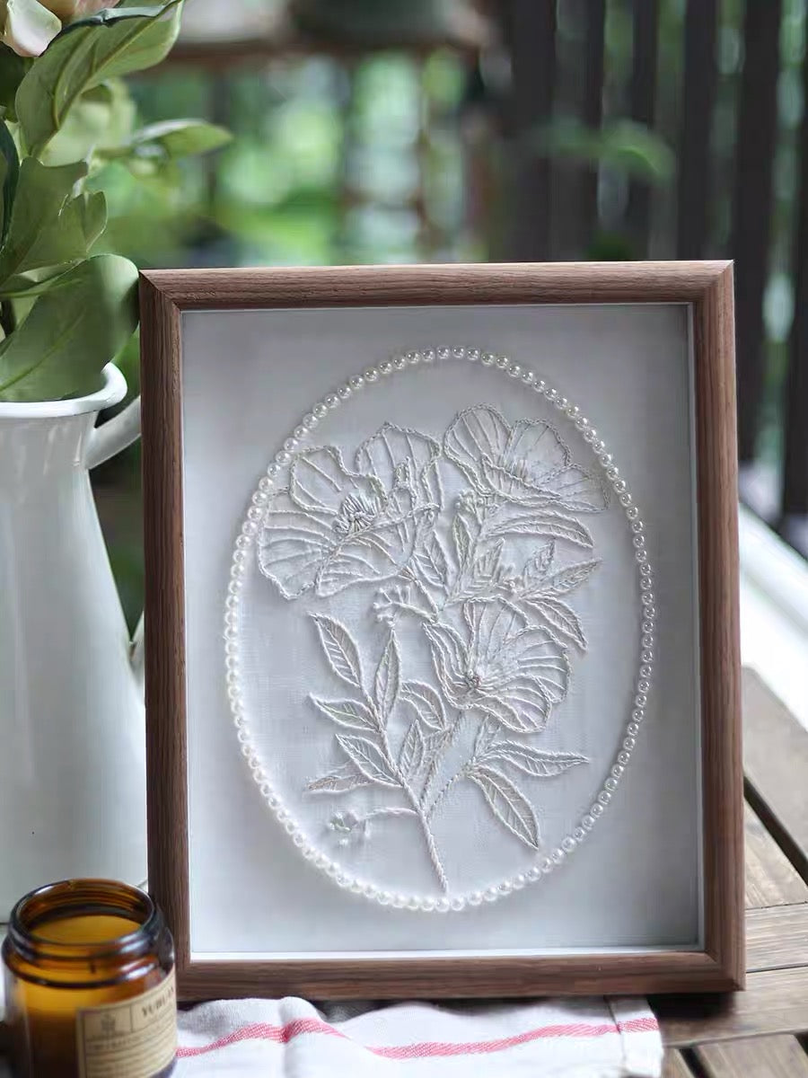 DIY Embroidery Kit- Flowers with Photo Frameembroidery beginner kit Handmade Craft Kit-Christmas Gift