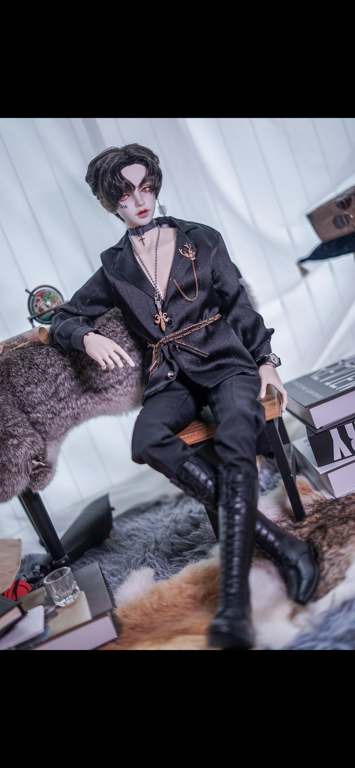 BJD Cloth BLACK SUIT for BJD/SD/MSD Size Ball-joint Doll