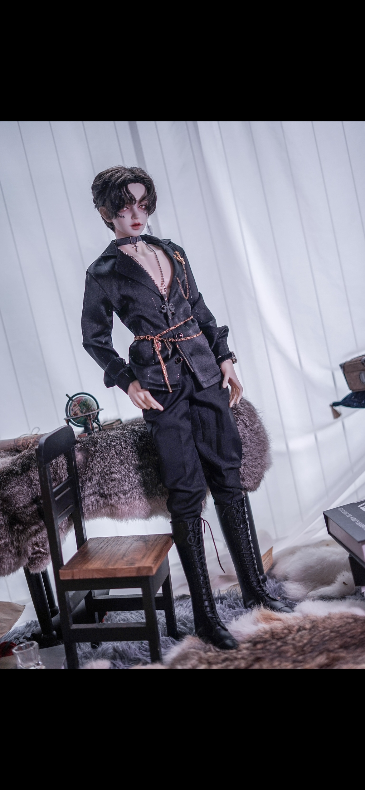 BJD Cloth BLACK SUIT for BJD/SD/MSD Size Ball-joint Doll