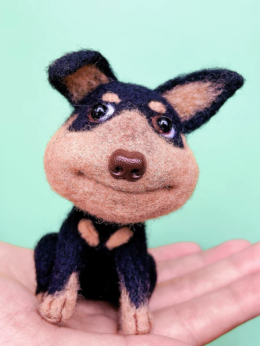Needle felted wool Felting Animals 《DOG》Keychain Material Kit Handmade Craft 015