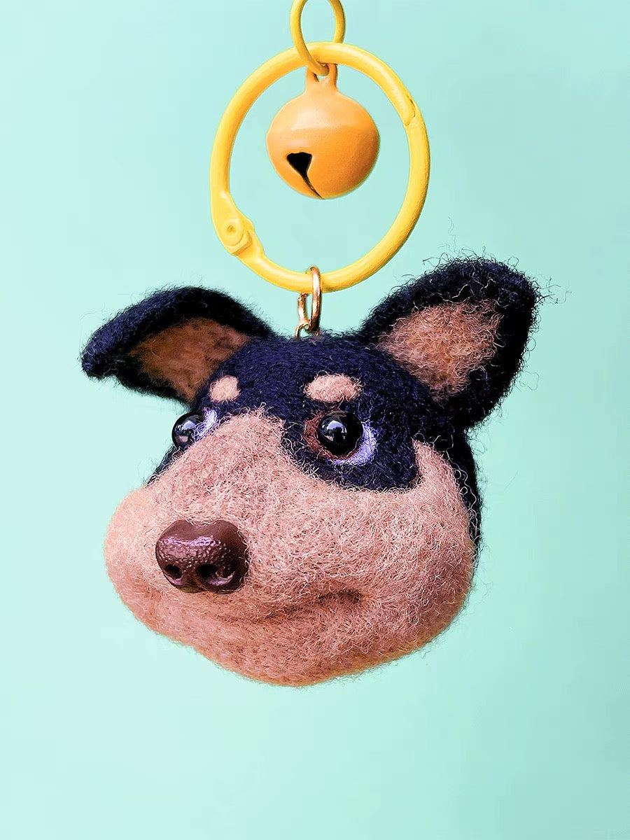 Needle felted wool Felting Animals 《DOG》Keychain Material Kit Handmade Craft 015