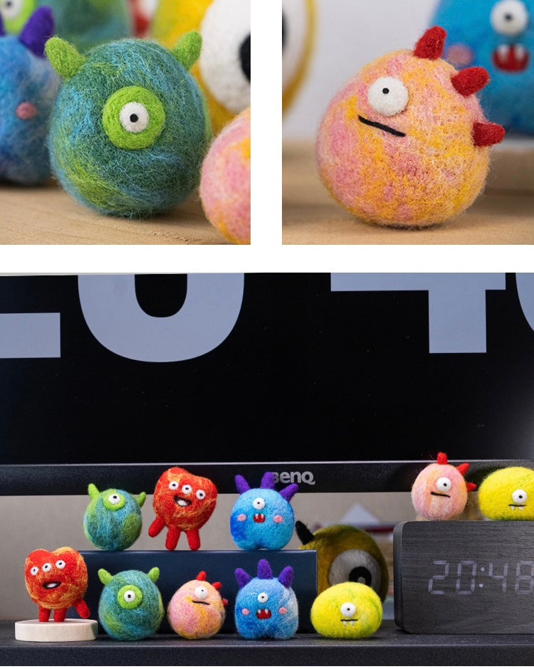 Needle  Felting Animals《monster》needle felt Material Kit Handmade Craft felt art,needle felting for beginners 030