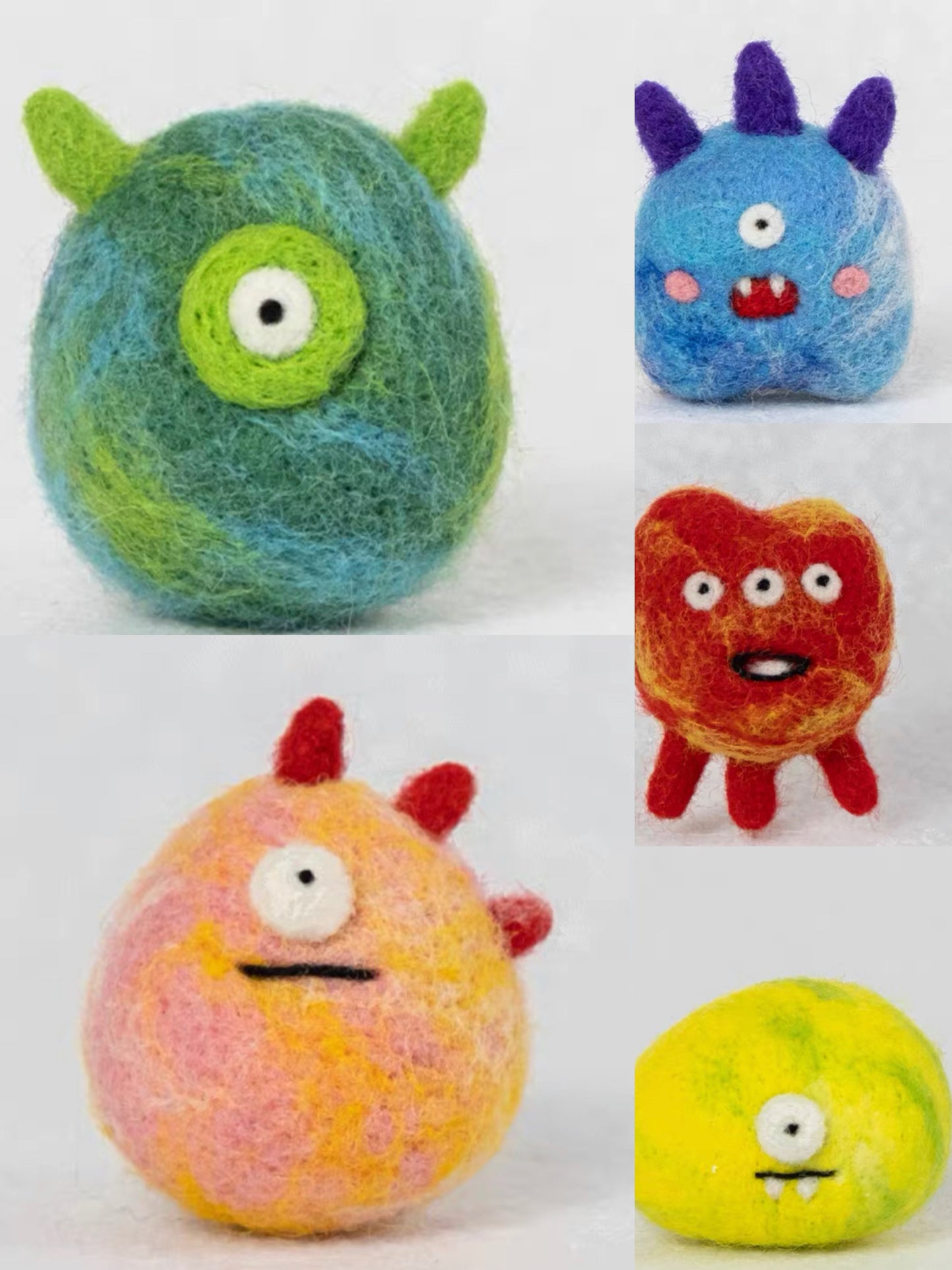 Needle  Felting Animals《monster》needle felt Material Kit Handmade Craft felt art,needle felting for beginners 030