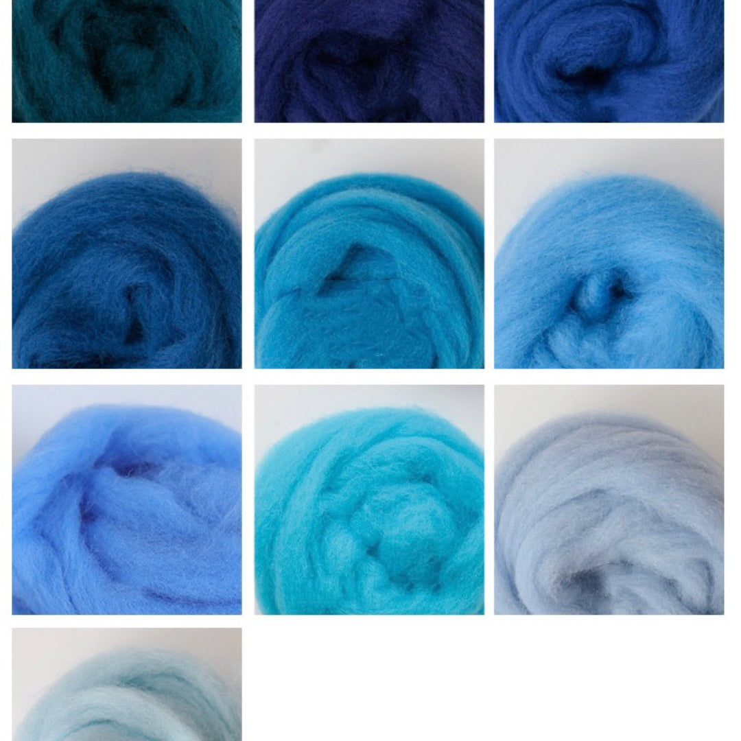 Needle felting supplies Spanish staple wool in 10 Animal colours , Perfect for Needle Felting/wet felting - 50g total