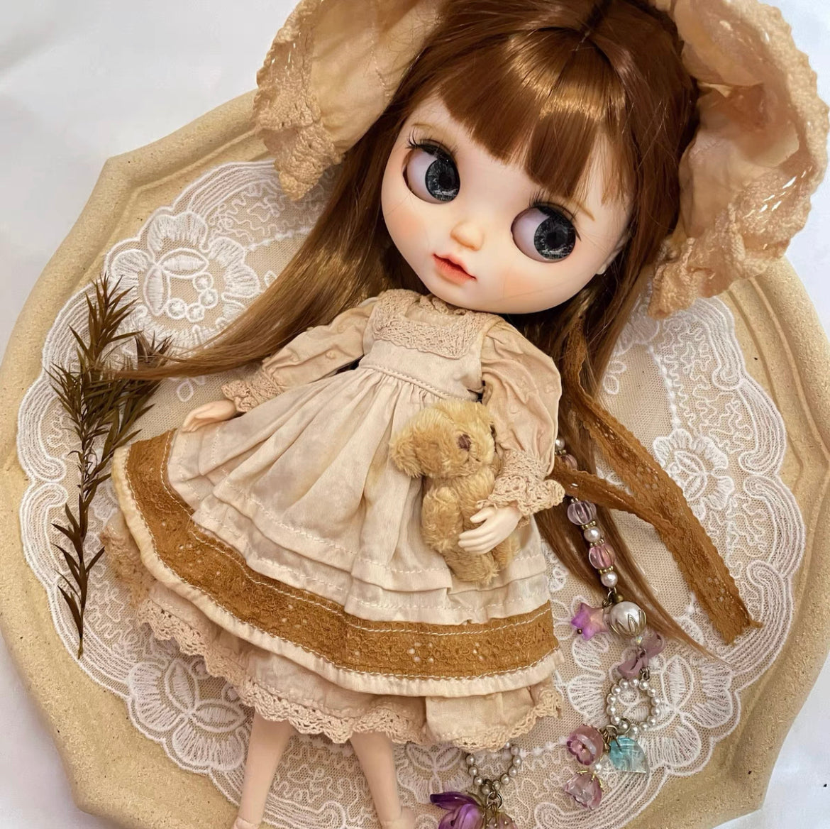 White Long Dress Night Dress for Blythe,BJD 1/6 Doll Clothes Customized 02
