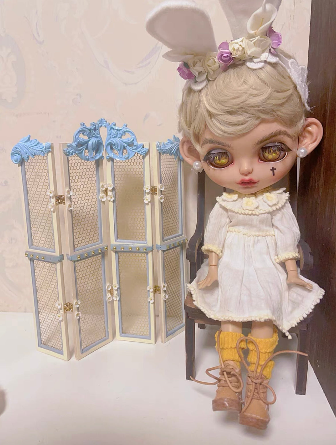 Handmade Blythe/1/6BJD doll diorama screen for showing dolls phtography