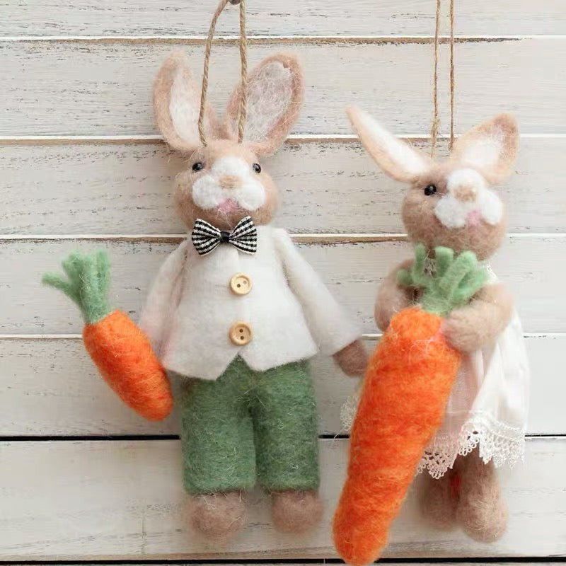 Felt easter bunny toy detail,Handmade 1 set(2 bunnies)015