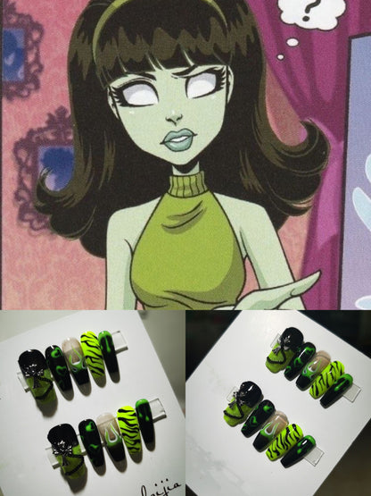 Monster high Scarah Scream inspired press on nails-custom art nails 04