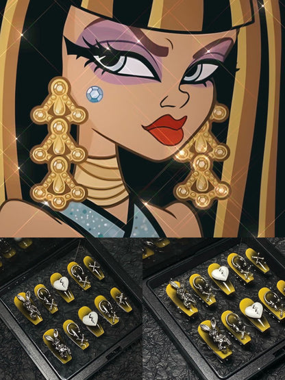 Monster high Cleo de nile inspired press on nails-custom art nails 05