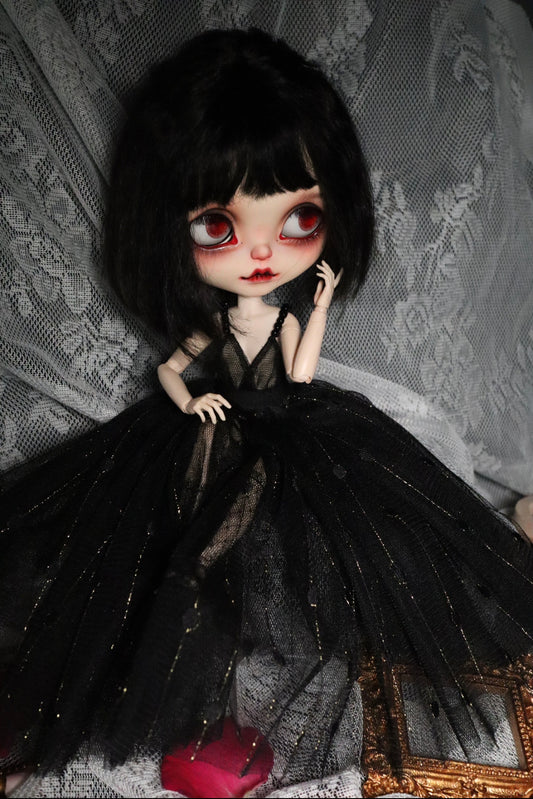 White Long Dress Night Dress for Blythe,BJD 1/6 Doll Clothes Customized 06