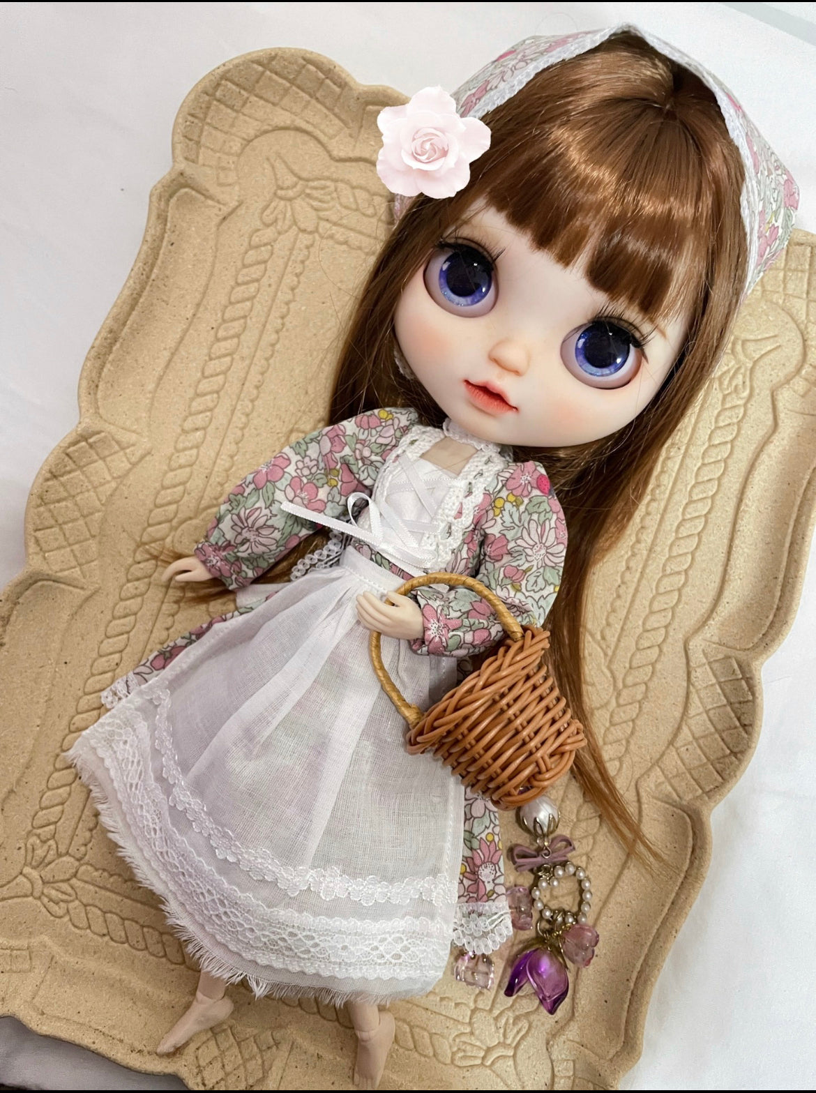 White Long Dress Night Dress for Blythe,BJD 1/6 Doll Clothes Customized 08