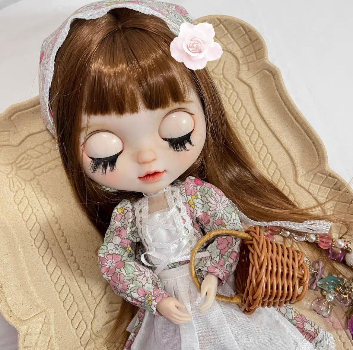 White Long Dress Night Dress for Blythe,BJD 1/6 Doll Clothes Customized 08