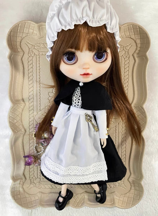 White Long Dress Night Dress for Blythe,BJD 1/6 Doll Clothes Customized 09