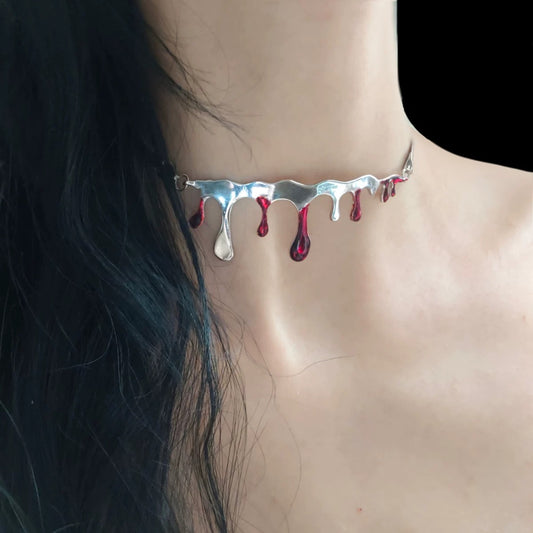 Gothic Silver Blood Drop Earrings - A Unique and Dark Addition to Your Jewelry Collection