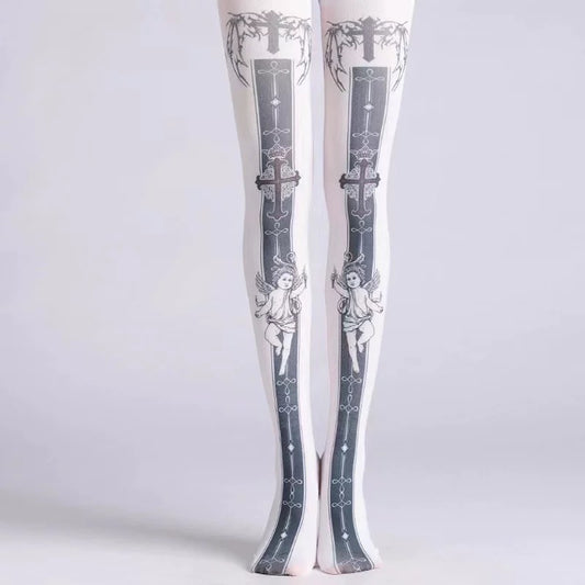 Darkness Revealed: Gothic Hollow-Out Stockings 03