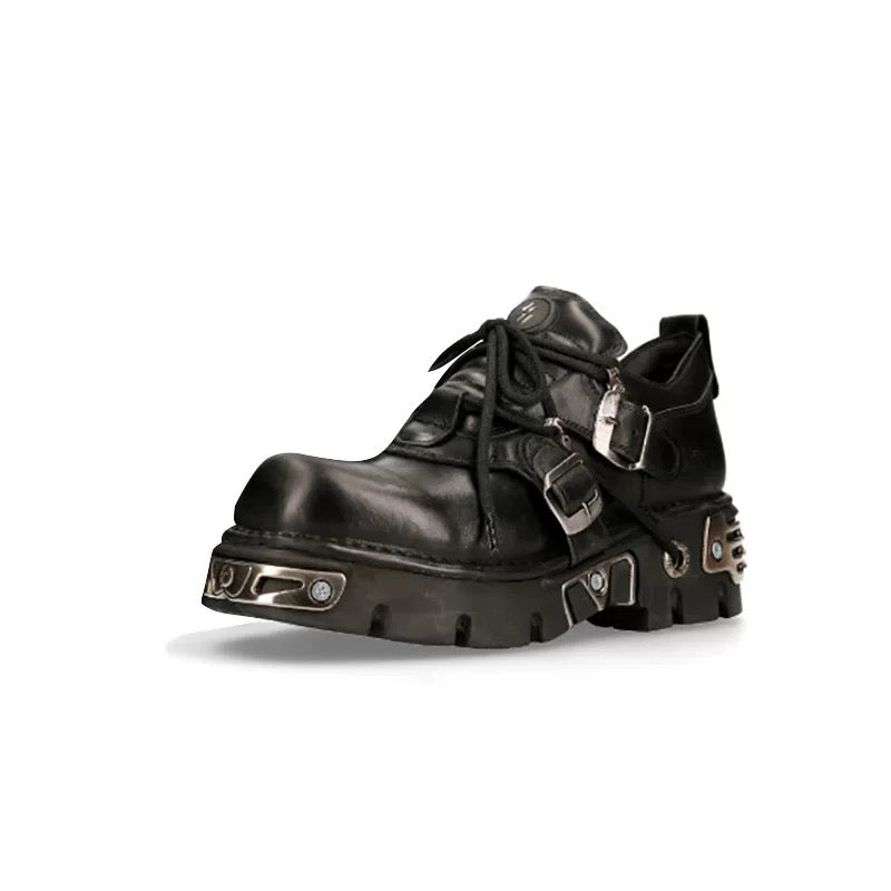 Step into the Dark Side: Gothic Thick-Soled Leather Shoes for a Bold Look 01
