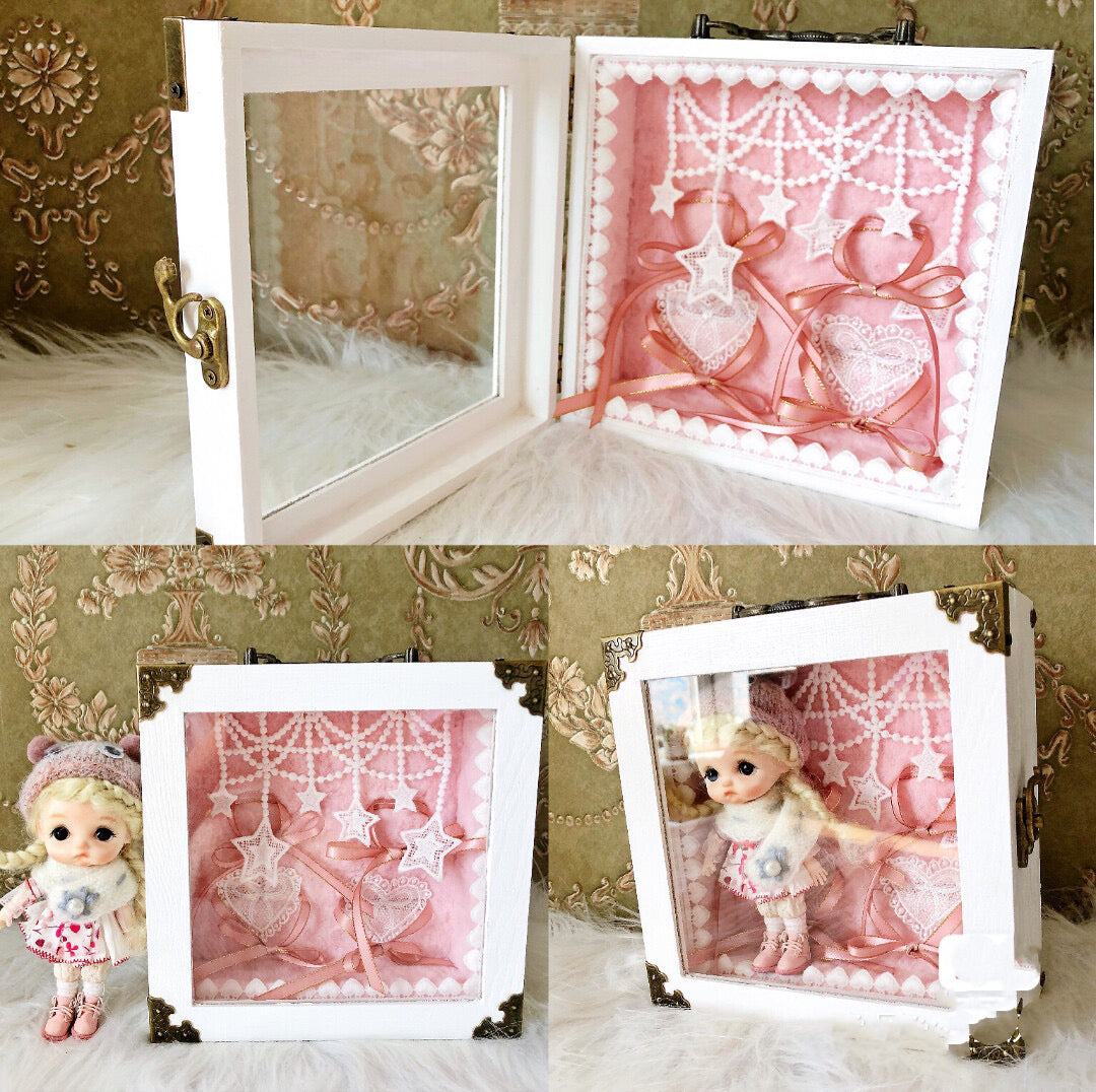 Blythe/BJD OB 11dollhouse dioramaroom French room box DOLLSHOWCASE/DISPLAYCASE/CARRYCASE for OB11 18.4cm13