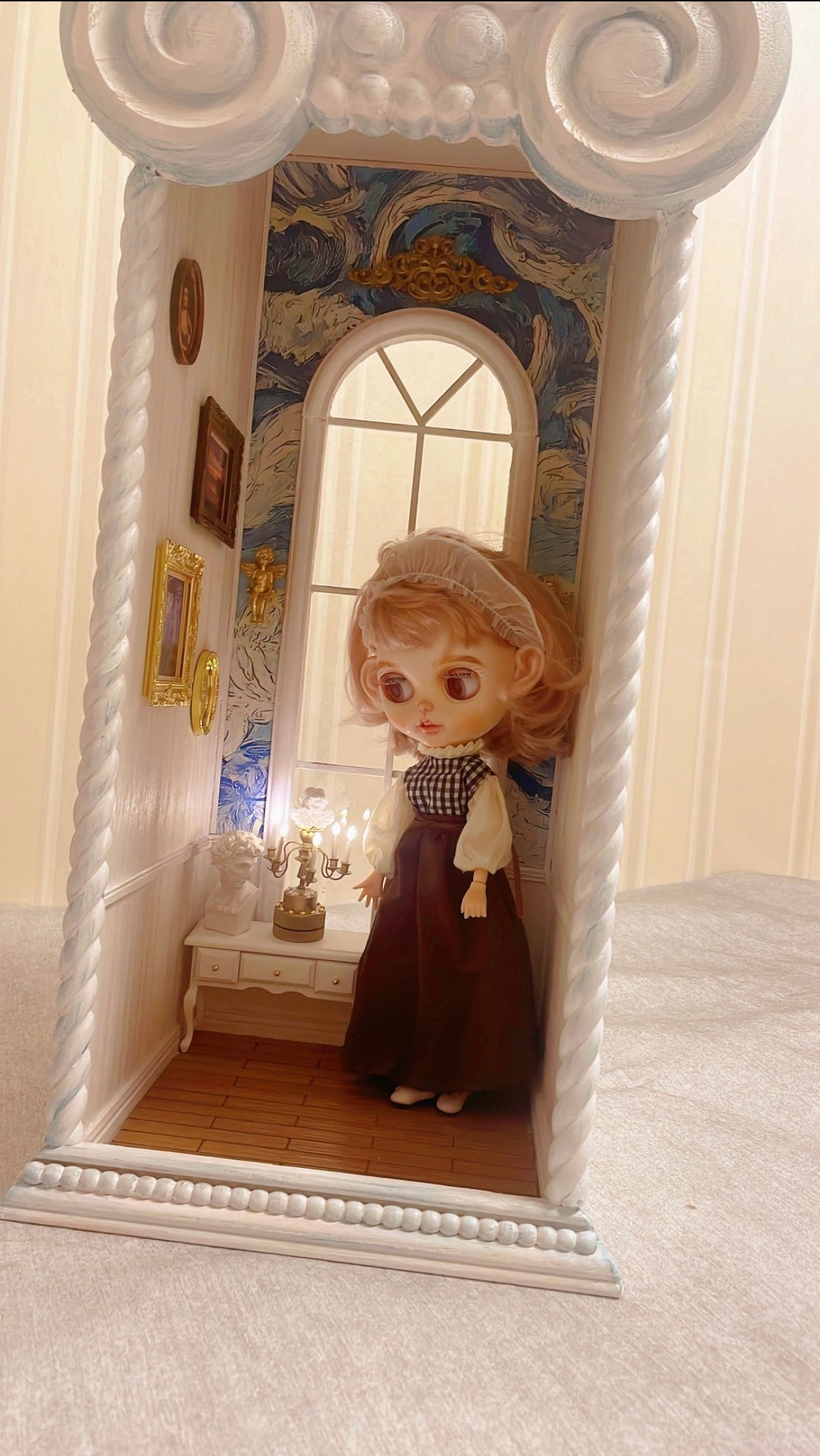 Blythe/BJD dollhouse dioramaroom French room box DOLLSHOWCASE/DISPLAYCASE/CARRYCASE for 12" blythe dolls 1:6 BJD/BARBIE/MONSTERHIGH DOLLS18