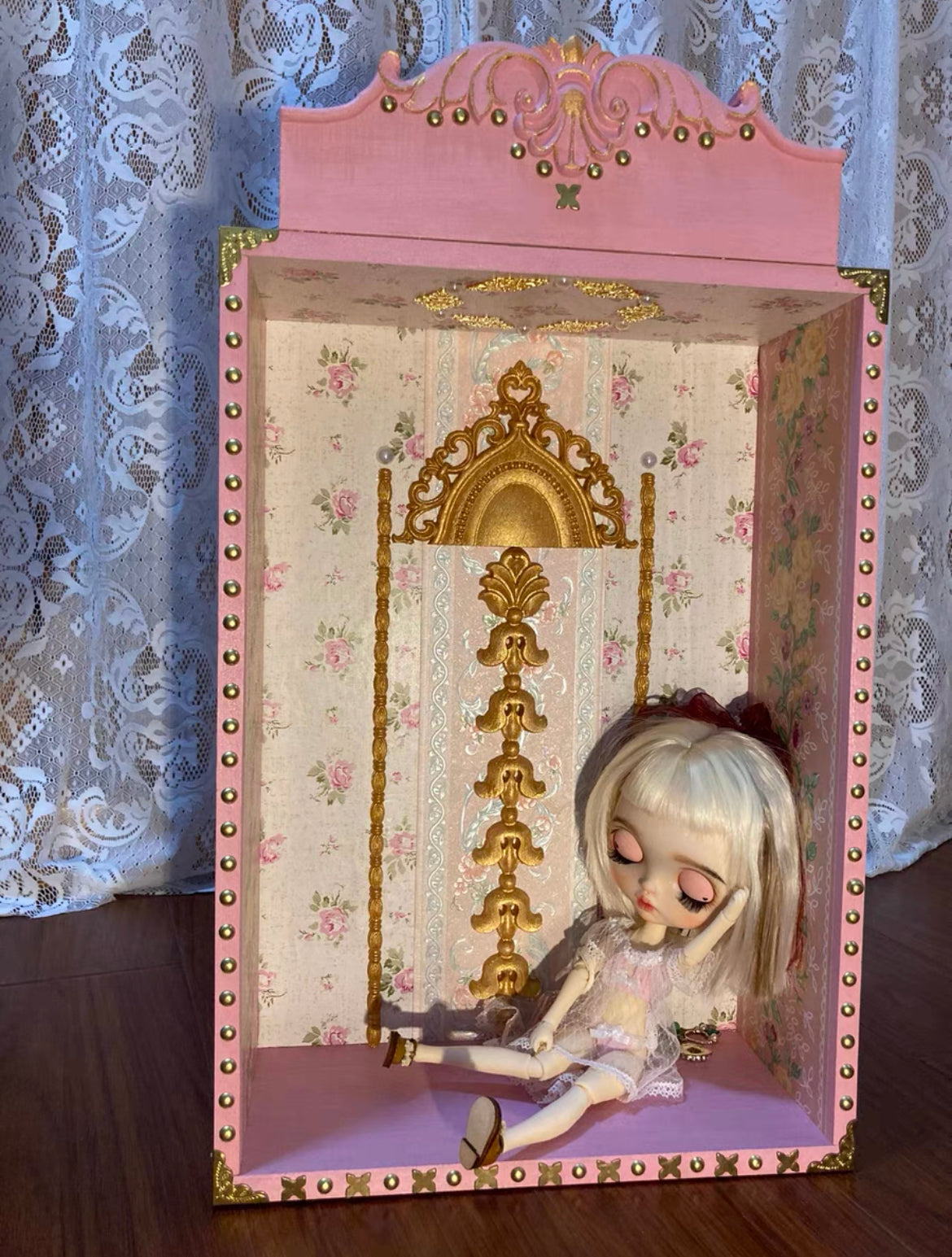 Handmade wooden dollhouse dioramaroom French room box/photoprop/display for 12" blythe dolls 1:6 BJD/BARBIE/MONSTERHIGH DOLLS26