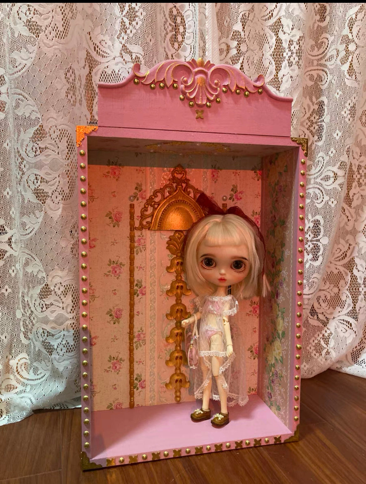 Handmade wooden dollhouse dioramaroom French room box/photoprop/display for 12" blythe dolls 1:6 BJD/BARBIE/MONSTERHIGH DOLLS26